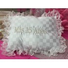 My Sweet 15 Fifteen Mis Quince Anos White Square Shaped Tiara or Shoe Pillow